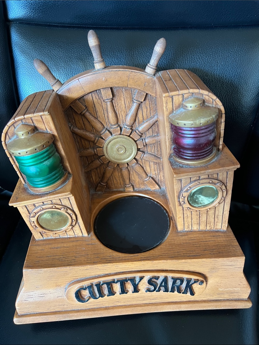 Cutty Sark Nautical Bottle Display in Brown with Green and Purple Accents